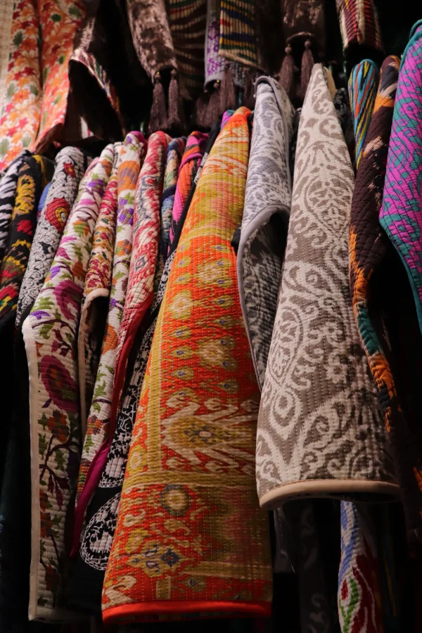 Vibrant display of colorful textile patterns